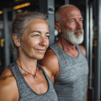 Gruppo di persone mature sorridenti dopo una sessione di allenamento all'aperto